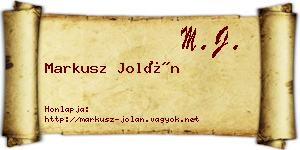 Markusz Jolán névjegykártya